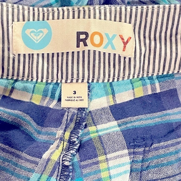Roxy Plaid Blue & White Shorts - Picture 3 of 3
